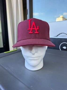 LA Dodgers First World Series Baseball Cap Los Angeles New Era Burgundy Fitted